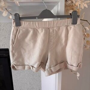 Madewell Womens Cream French Terry Rolled Hem Sweat Shorts Size S Elastic Waist